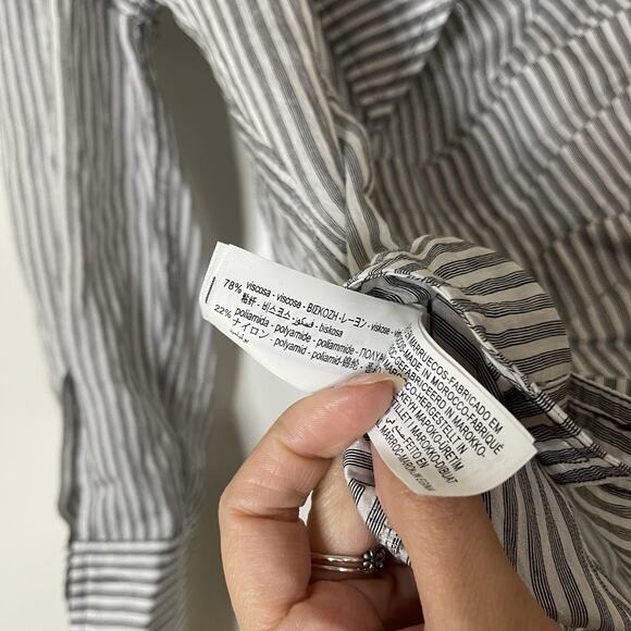 ZARA one shoulder asymmetrical black striped top size US XS - Picture 6 of 6